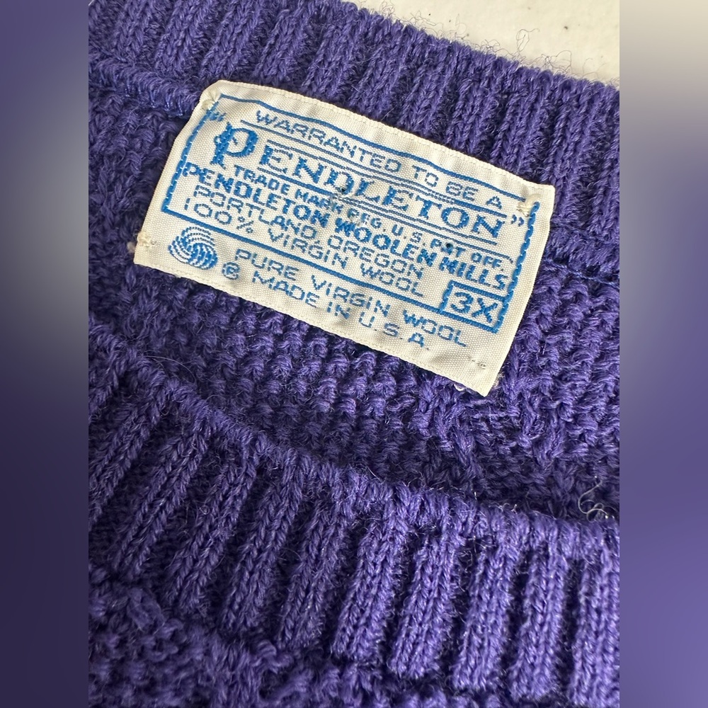 Vintage Pendleton Sz 3X Virgin Wool Sweater Vest Womens Pullover Purple - Picture 4 of 6